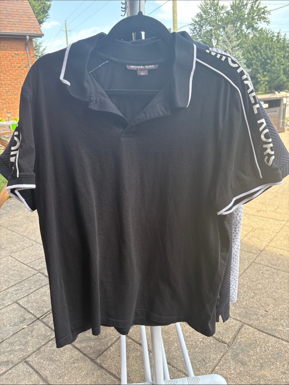 Michael Kors Black Polo with White Piping and Logo Tape - Picture 1 of 1
